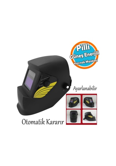 Otomatik Kararan Güneş Enerjili Pilli Baş Maskesi Siperlik Kartuşlu Kaynak Gözlüğü Ayarlanabilir