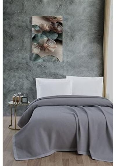%100 Pamuk Petekli Klimalı Pike Tek Kişilik 170x240 Gri Açik Gri