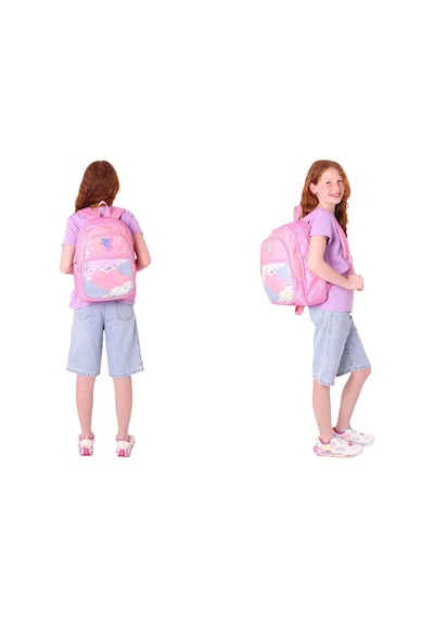 Kaukko Kids Kız Çocuk Okul Çantası Ve Üç Bölmeli Kalemlik Seti Pembe - Pullu Bulut - L5218+l8218 Pembe