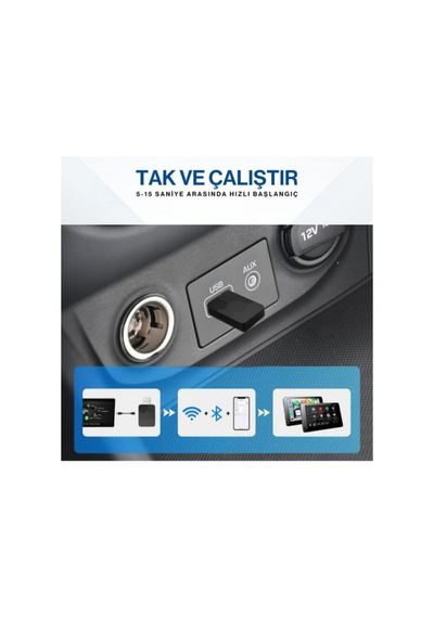 Kablosuz Carplay Ve Android Auto Adaptörü Usb Tak Çalıştır Araç Multimedya Dönüştürücü Wireless Carplay Dongle - 883201531