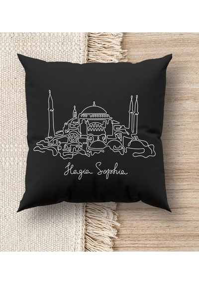 BK Gift İstanbul Tasarımlı Premium Kumaş Siyah Kırlent Yastık, Ev