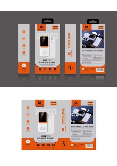 20000 Mah Power Bank Pd 20w Ve Usb 22.5w Quıck Fast Hızlı Şarj Dahili Type C Ve Lightning Kablolu Dünya Standartla
