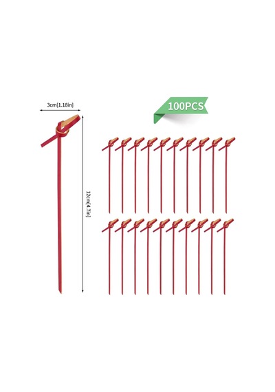 Bambu Kırmızı Düğümlü Kürdan 9 Cm 100 Lü