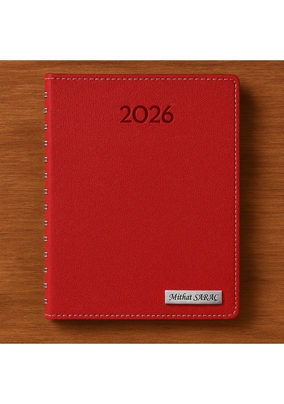 Kişiye Özel 2027 Tarihli Gizli Spiralli Kırmızı Ajanda Ve Kalem Seti Kırmızı