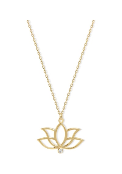 14 Ayar Sarı Altın Lotus Çiçek Kolye