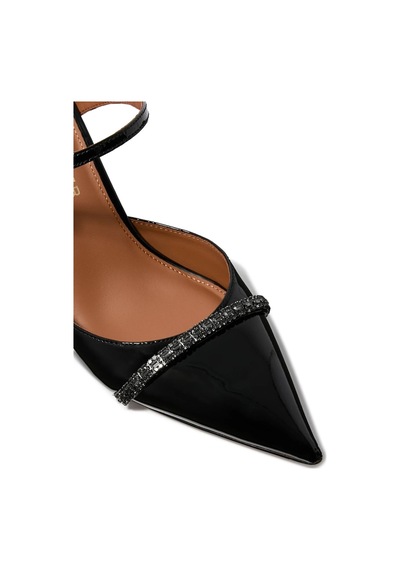 Kurt Geiger Strass Point 90 Taşlı Rugan Topuklu Kadın Mule Topuklu Ayakkabı Siyah 39