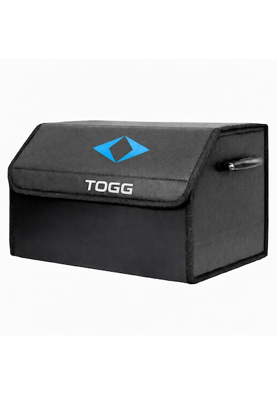 Togg Marka Logolu Oto Bagaj Organizer Çanta Oto Bagaj Çantası 2 Bölmeli Suni Deri 48 Cm X 31 Cm X 29 Cm