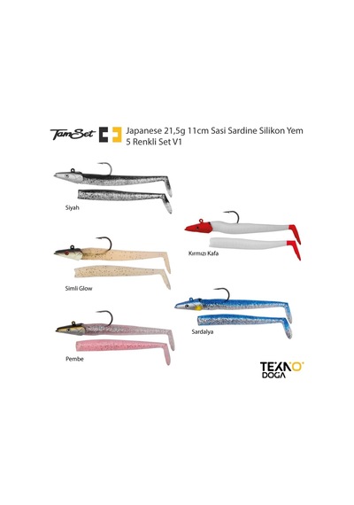 Tamset 21.5g 11cm Sasi Sardine Silikon Yem 5 Renkli Set V1