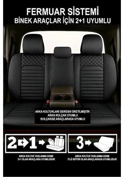 Mini Countryman R60 Cooper D 1.6 112 Hp All4 2012 Uyumlu Spor Serisi Deri Siyah Oto Kılıfı Tam Set