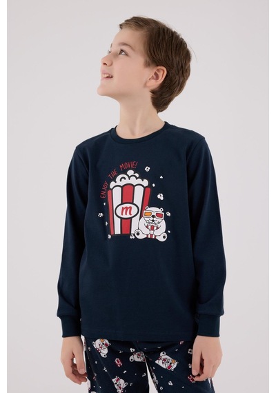 Rolypoly Erkek Çocuk Uzun Kol Pijama Takım Lacivert-1744 Lacivert