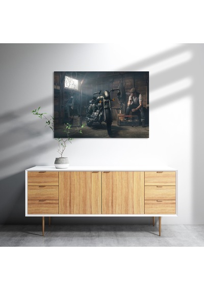 Cakasepetim Royal Enfield Motorsiklet Ve Sigara İçen Adam Ahşap Mdf Tablo