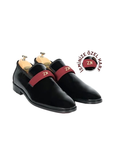 Twingold İsme Özel Smokin Salon Erkek Ayakkabısı - %100 Hakiki Deri - Gümüş Konseptli - Aa01016 - Bordo Bordo