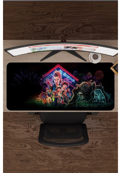 Stranger Things V2 90x40 Xxl Gaming Kauçuk Kaymaz Taban Mouse Pad Fare Altlığı