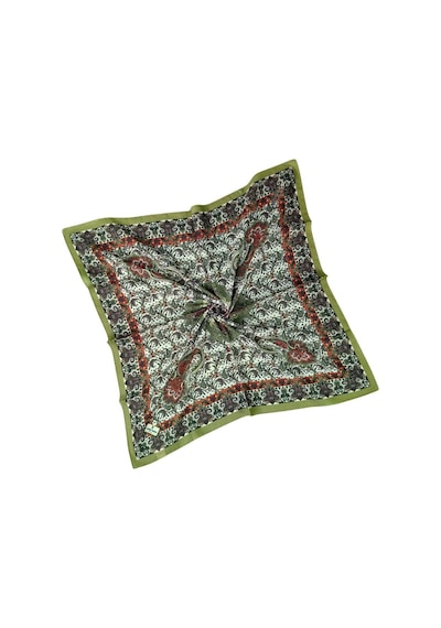 Mim Eşarp Prime Pamuk Etnik Desenli Eşarp 90x90 Cm Zeytin