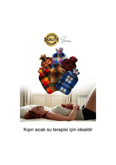 Büyük Boy El Ayak Isıtıcı Kauçuk Polar Kılıflı Sıcak Su Torbası Renkli 2 L