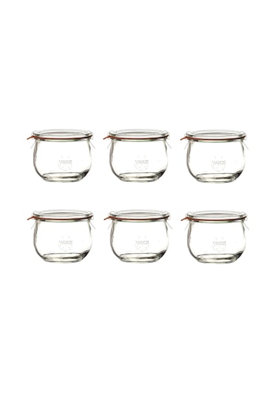 Weck Hava Geçirmez Clip-close Kapalı Tulip 580 Ml Kapaklı Kap 100 Mm, 6 Adet, Cam, Şeffaf, 6 Diğer