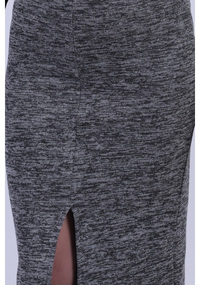 Armonika Kadın Füme Önden Yırtmaçlı Beli Lastikli Midi Boy Etek Arm-26k001037