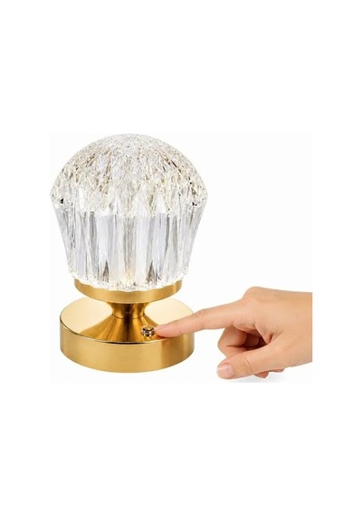 Kristal Görünümlü Şarjlı Led Gece Lambası Rgb Renkli Ve Sarı Işıklı Dekoratif Masa Aydınlatması Gold