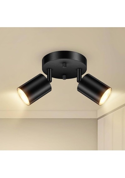 Rsylight Retro Siyah Metal 2 Li Led Spot Tavan Plofyoner 180 Derece Hareketli Beyaz Ampullu Diğer