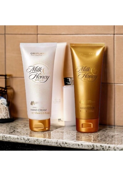 Oriflame Milk & Honey Gold El Kremi 75 ML + Hand Scrub 75 ML