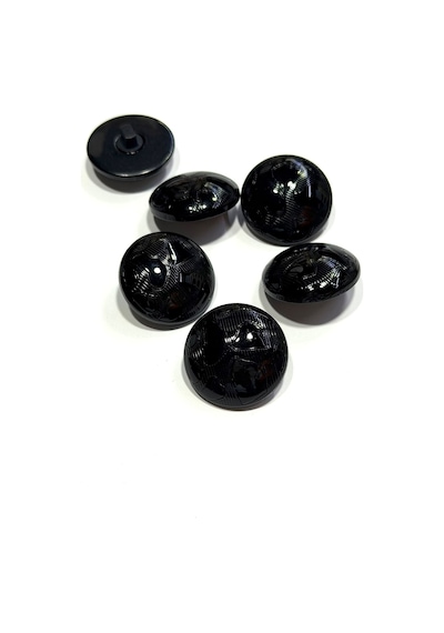 Soyut Desenli Bombeli Kaban Düğmesi / Siyah / 2.7 Cm / 6 Adet / F30