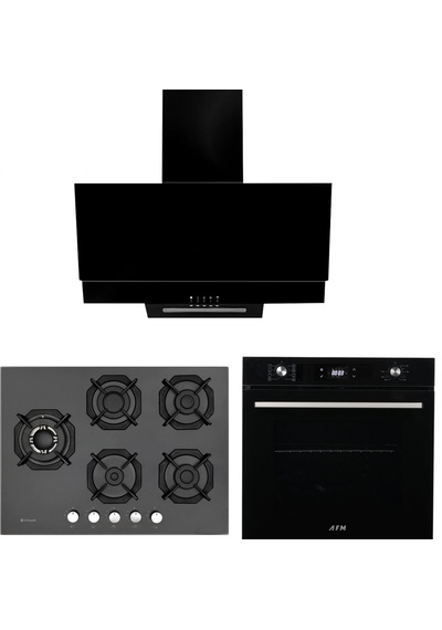 Eminçelik ve AFM Tech 22 385 + FM7700 + FM3250  Ankastre Set Siyah