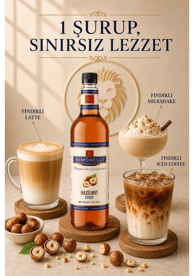 Simonelli Fındık Hazelnut Aromalı Kahve ve Kokteyl Şurubu 700 ML + Pompa