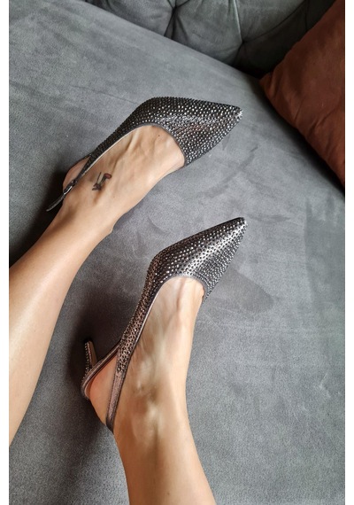 036 1313 Topukla Kadın Taşlı Alçak Topuklu Stiletto Abiye Ayakkabı 001