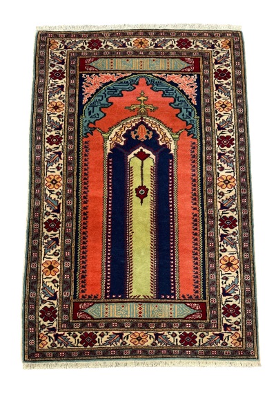 El Dokuma Sıfır Bünyan Halısı 90x140 Seccade %100 Yün Namazlık Renkli