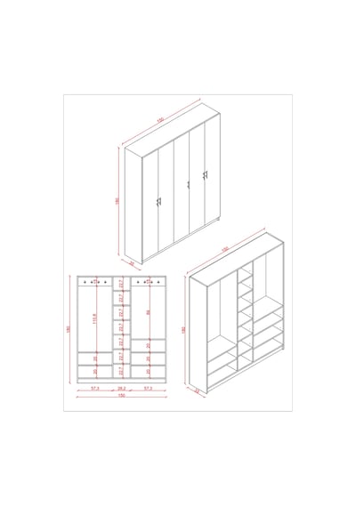 Asra Trend Vestiyer & Portmanto V-09 %100 MDF 5 Kapaklı Geniş Ayakkabılık Koyu Gri
