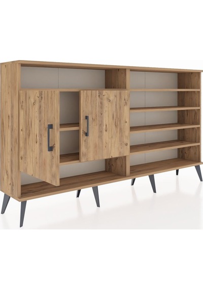 Arges Konsol 7 Raflı 2 Kapaklı 176x30x99 Çam-çam Çam-çam