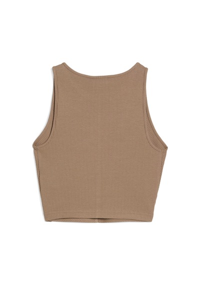 Puma Wardrobe Ess Kadın Nervürlü Crop Üst 629765 93 Kahverengi