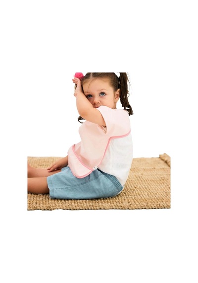Kısa Kollu Su Geçirmez Bebek Mama, Oyun Ve Aktivite Önlüğü Pembe