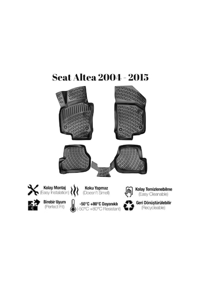 Seat Altea 2004 2005 2006 2007 2008 2009 2010 2011 2012 2013 2014 2015 İle Uyumlu Araca Özel 3d Havuzlu Paspas Takımı A+ Kalite 1 Adet