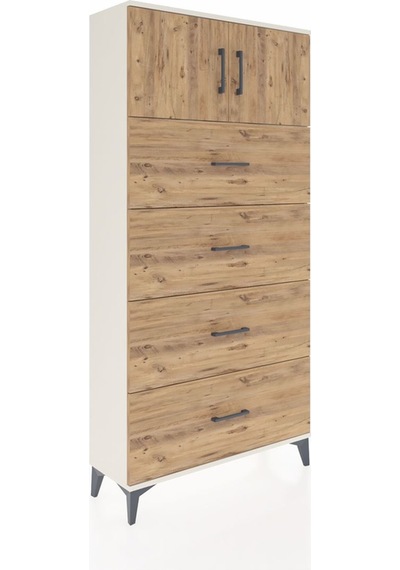 Arges Dolap Tek Raflı 4 Çekmeceli 2 Kapaklı 88x30x182 Aytaşı-çam Aytaşı