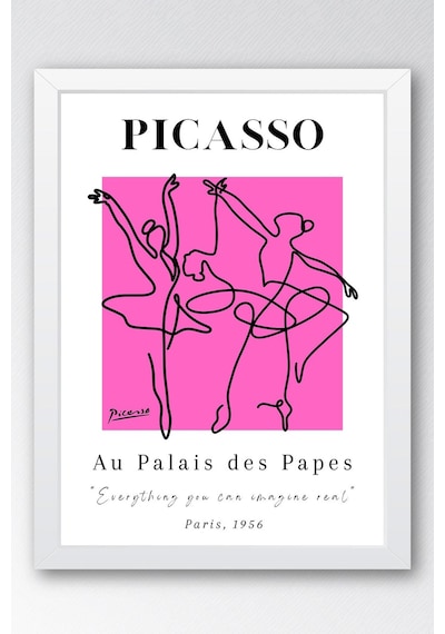 Pablo Picasso Au Paladis Des Papes Sergi Afişi 1956 Çerçeveli Tablo - Eklektik Tarz Duvar Dekoru