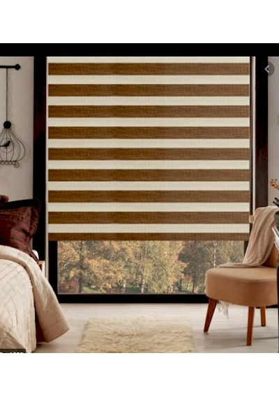 Kahverengi Bambu Zebra Stor Perde Altı Düz