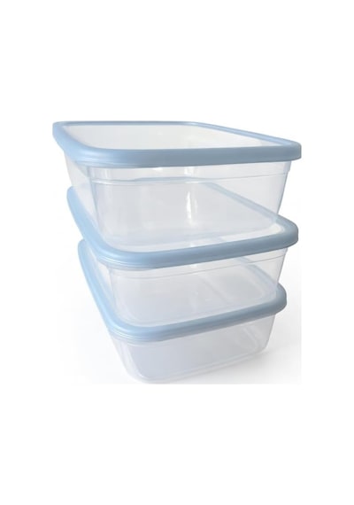 Kapaklı Saklama Kabı 3'lü Set, 3000 Ml Her Biri, Şeffaf, Bpa İçermez, Hava Geçirmez, İstifleneb