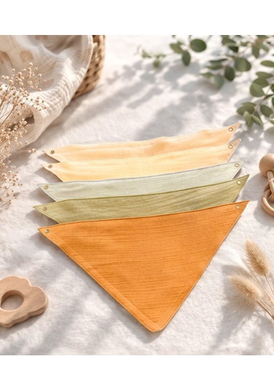 Enhitbaby 5 Adet Sıvı Geçirmez Müslin Fular Önlük Set,%100 Pamuk, Yıkanabilir Çok Renkli