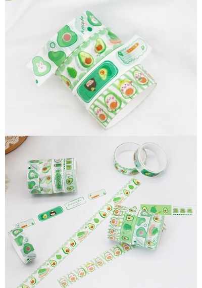 Kolbi Craft 1 Kutu 4 Rulo Sevimli Avakado Washi Bant Tape Scrapbook Bullet Journal Günlük Planlayıcı Kawaii Genel