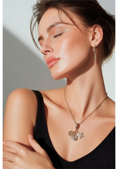 Çelik Charm Kolye Çok Renkli Çok Renkli
