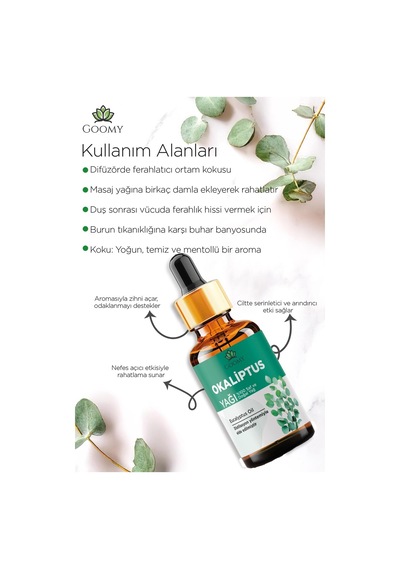 Goomy Okaliptus Yağı %100 Doğal Bitkisel Uçucu Yağ Eucalyptus Oil 10ml 10 ML