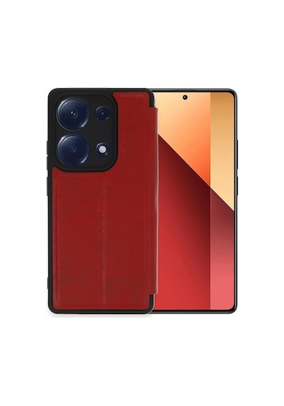 Newface - 384 - Xiaomi Redmi Note 13 Pro 4g Kılıf Flip Cover - Csmo-tex - - Kırmızı