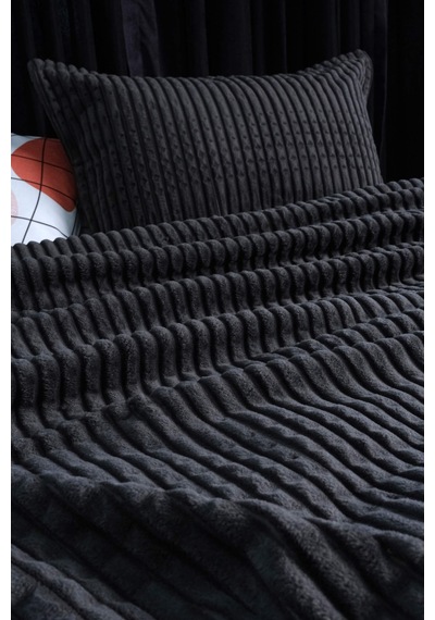 Merinos Modern Line 2 Parça Tek Kişilik Battaniye Seti - Antrasit
