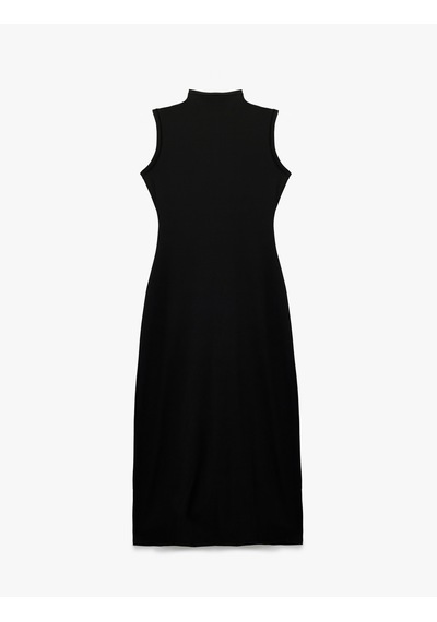 Koton Dar Kalıp Midi Boy Kolsuz Dik Yaka Kalem Bodycon Elbise Siyah 6wak80009uk