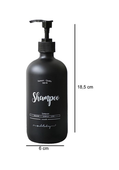 Siyah Cam Şampuan Şişesi - 500 Ml Shampoo Siyah Siyah