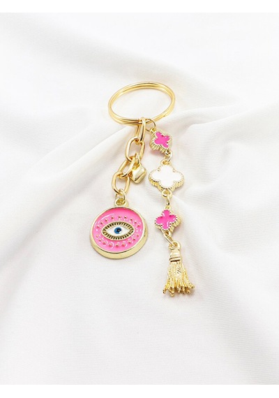 Mineli Yoncalar Metal Pembe Nazar Boncuğu Gold Renkli