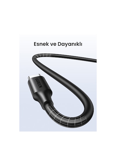 Ugreen 2.0 A Type-c & Type-c Data Ve Şarj Kablosu, 1.5 Metre, Siyah, 50998