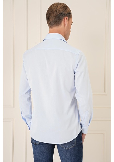 Efor Slim Fit %100 Pamuk Non Iron Kumaş Klasik Mavi Gömlek Gk 735 Mavi