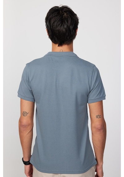 Tudors Erkek Slim Fit Dar Kesim Pamuk Mavi Polo Yaka Tişört-32728 Mavi